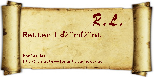 Retter Lóránt névjegykártya